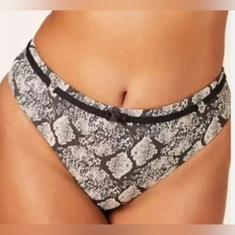 Andie Swim ‘Riviera High Waisted’ Belted Bikini Bottom | Black Snakeskin - NWT
